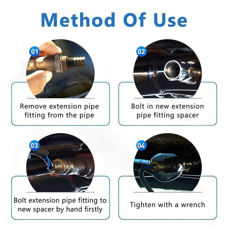 4/2/1 PCS Stainless Steel Catalytic Converter M18 x 1.5 Universal Car Engine Light Failure Decoder, 58MM Oxygen O2 Sensor Mini Catalytic Converter Spacer Adapter, Car Extension Screw,Universal Automotive Repair Tool Accessory