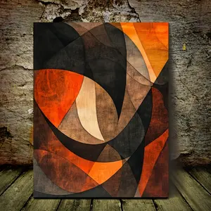 A canvas painting in a frame, home decor for bedroom and living room, burnt orange gray-brown abstract art, suitable for decoration in cafes, offices, living rooms, dormitories, or kitchens