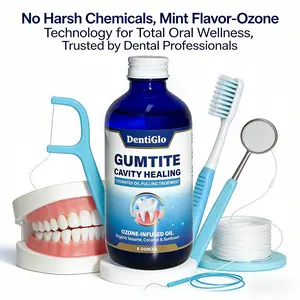Ozone-Infused Natural Oil Pulling Mouthwash, DentiGlo Gumtite 300g Radiant Tooth Whitening Treatment - Fights Plaque, Gum Healing, Strengthens Gums, Long-Lasting Mint Freshness, Additive-Free Gentle Oral Care with Natural Oils