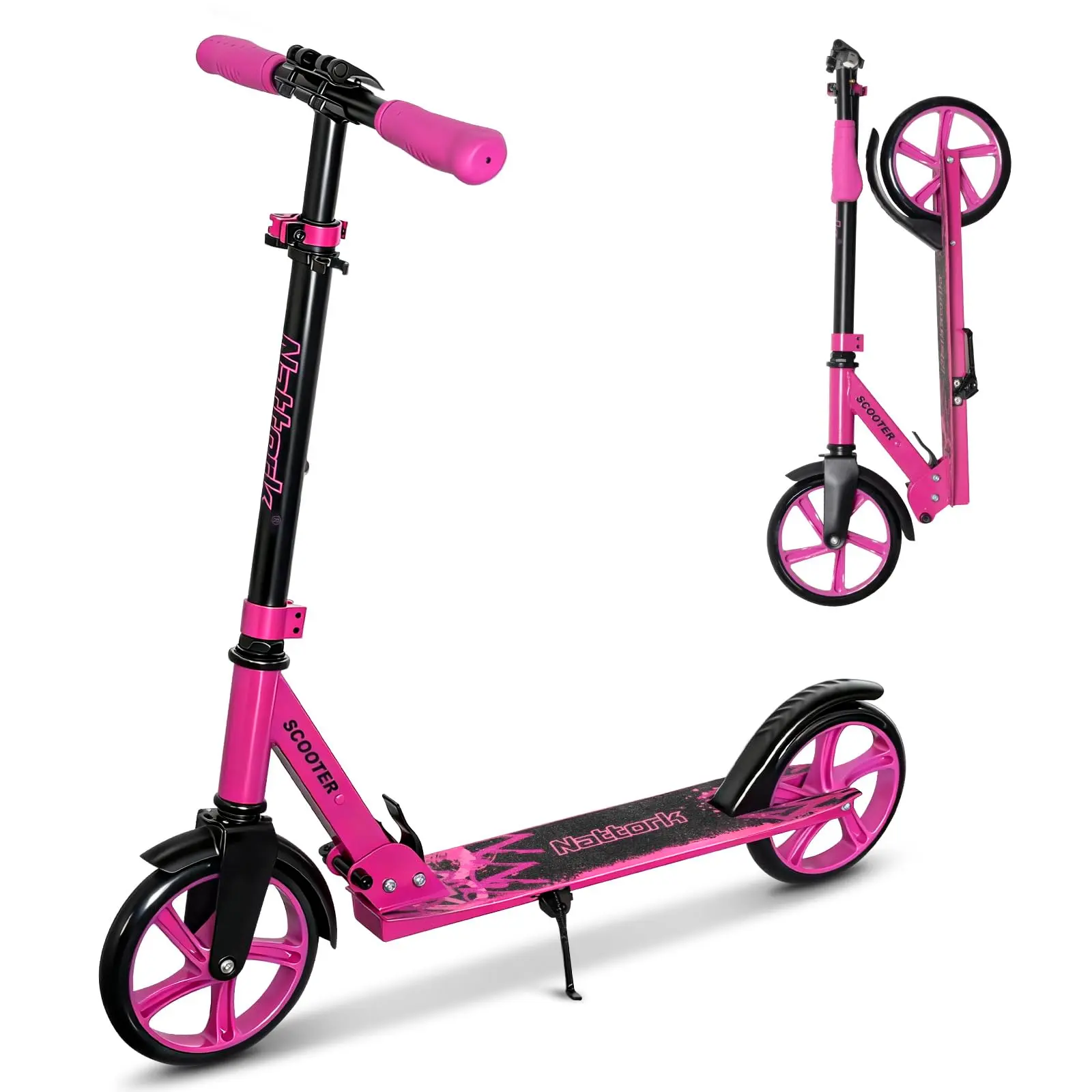 Foldable Kick Scooter for Kids Teens & Adults, Adjustable Anti-Shock Scooter Practical Birthday Gift for Active Boys Girls
