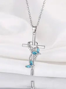 Women's Elegant Cross Charm Decor Adjustable Pendant Necklace, Exquisite Trendy Pendant Necklace, Chic Jewelry As Gift for Girlfriend, High End Necklace