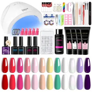 LIMEGIRL 43-Piece Semi-Permanent Gel Art Kit, Includes LED Lamp, 16 Colors, Soak-Off Base & Top Coats, Suitable for Nail Salons nails kit set nail kit