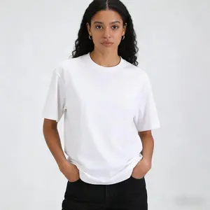 Pure Cotton Short-Sleeved T-Shirt for Unisex Loose White Plain Crewneck Tee Korean Minimalist Summer Casual Drop Shoulder Top