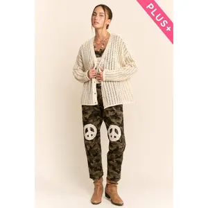 Plus Knit Crochet Cardigan