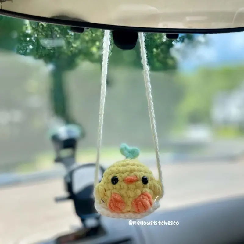Sprout Duck Car Swinger | Mirror Car Swing Decor | Yellow Duck Car Swing Accessory | MellowStitchesCo