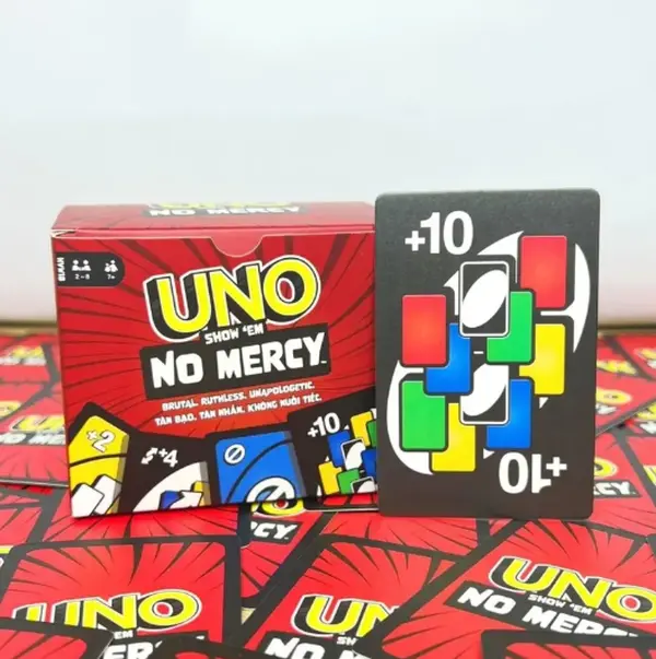 UNO No Mercy Extreme Edition Card Game – 220 Premium Cards, 100+ Crazy Rules, Ultimate Party Fun for Family & Friends