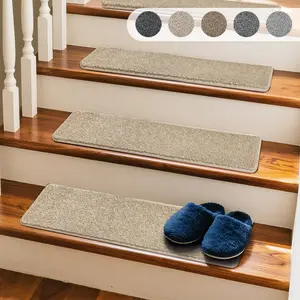 2/12/14Pcs Tape-Free Non-Slip Stair Treads (8"x30") - Durable Carpet Stair Protectors for Kids & Pets, Easy Clean Indoor Stair Runner, No Bullnose Skid Resistant Mats
