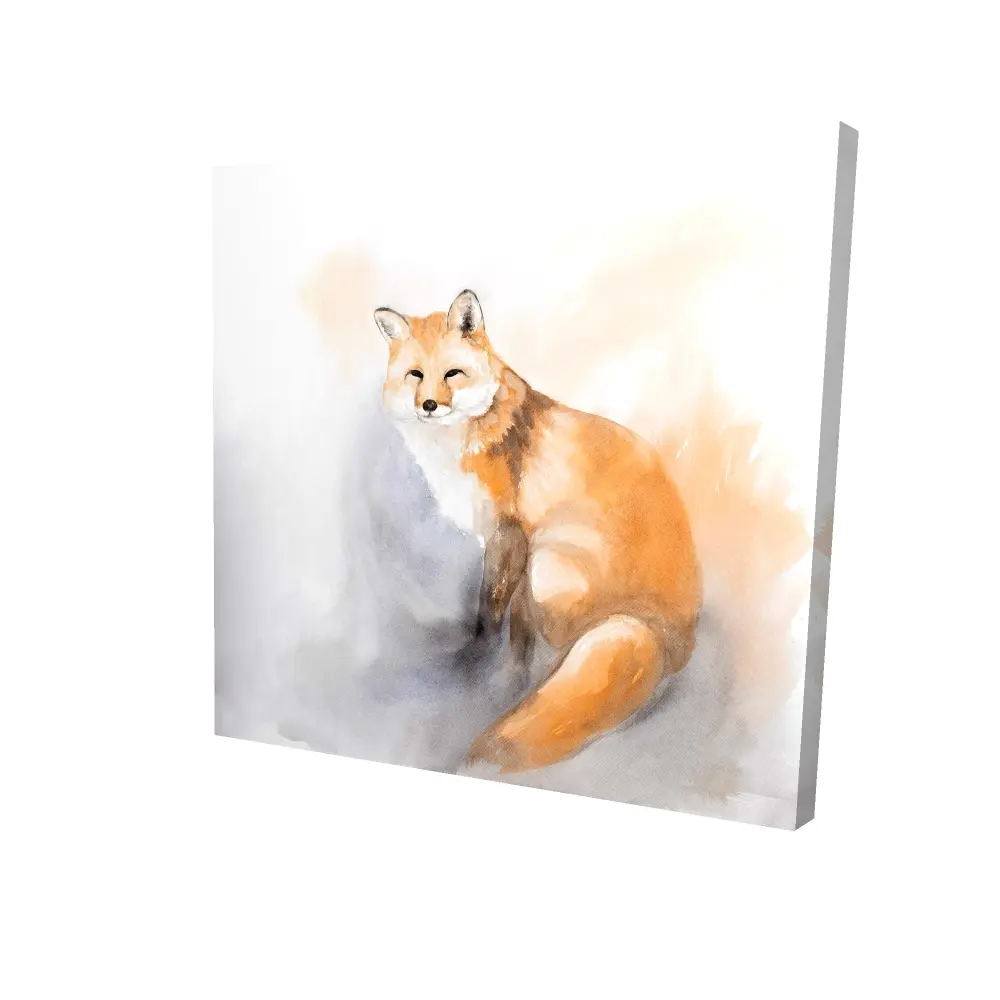Begin Home Decor 2080-2424-AN461 24 x 24 in. Watercolor Fox Canvas - Rustic Animal Decor for Bedroom