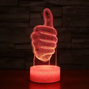 3DThumbs Up Night Light,16 Colors Remote Control & Smart Touch Dimmable 3D Illusion Bedside Lamp,Bedroom Decoration Birthday Christmas Toy Gift for Kids Boys Girls Friends