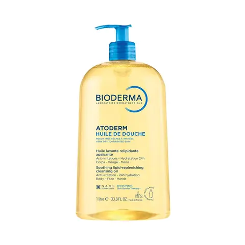 Bioderma Atoderm Shower Oil - 33.8oz Nontoxic Beauty Body Care Product with Lecithin, Gentle Fragrance-Free Milky Cleanser for Face+Body Daily Care, Anti-Eczema Hydrating Formula for Dry to Atopic Sensitive Skin, Non-Greasy Family-Friendly, Body Care Prod