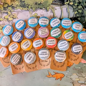 Disorder Bubble Chat Pins for Mental/Physical Health Awareness — 1.25 in