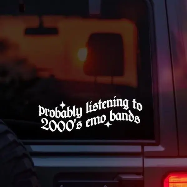 Probably Listening to 2000's Emo Bands Vinyl Car Decal – Funny Emo Music Sticker for Car Window Laptop Tumbler – Alternative, Scene, Pop Punk & Post Hardcore Fan Gift