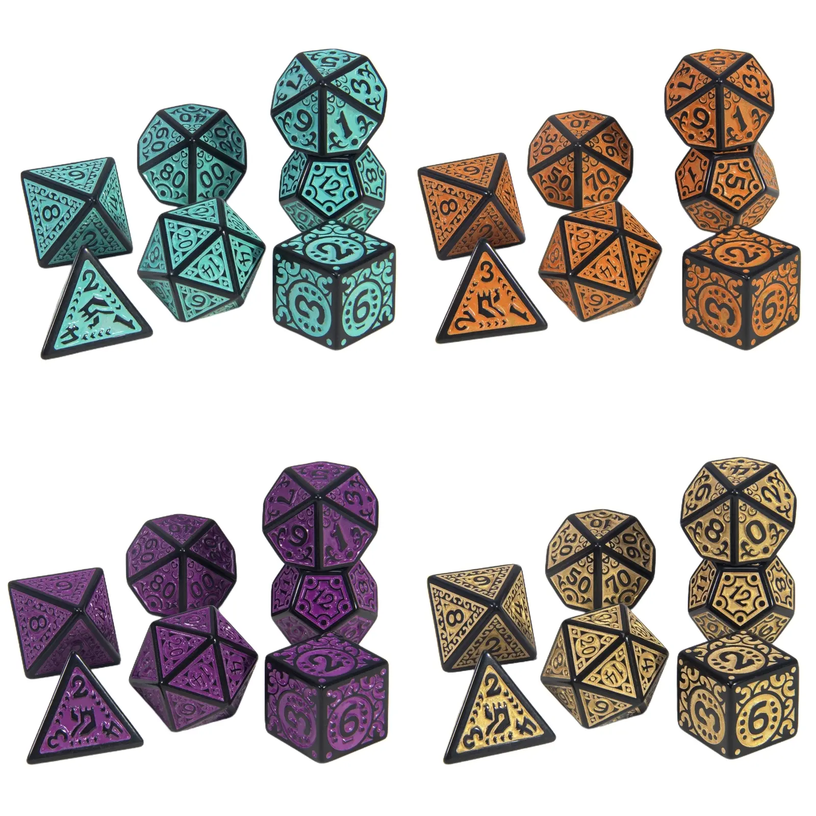 7 Piece Vintage Style D&d Dice Set, Includes D4 D6 D8 D10 D% D12 D20, Perfect for Dungeons & Dragons Tabletop Games