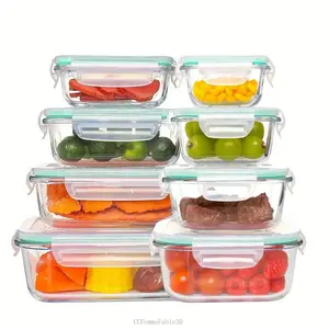 8-piece set of glass food storage containers, food preservation boxes with leak-proof lock LIDS - safe for microwave ovens, ovens, freezers and dishwashers - perfect for preparing meals, snacks, fruits and vegetables Green EggCCFemmeFable30