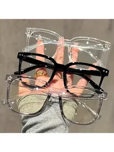 3pcs Unisex Square Frame Blue Light Blocking Glasses Eyeglasses Frames - Stylish Campus Look, Face-Flattering Optical Eyewea