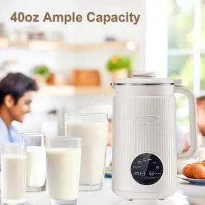 Ultra-Fast 15min Nut Milk Maker 40oz-Almond,Oat,Soy & Cashew! Self-Clean & Keep Warm for Healthy Iced Shakes & PlantBased Milk! Summer Essential Vegan Deal Perfect for Lattes Smoothies Coffee|BPA-Free Easy Storage| heating blender salsa