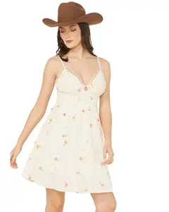 Atap Women's A.T.A.P Crochet Floral Embroidered Sleeveless Mini Dress - D2265-Q1141-Ivy