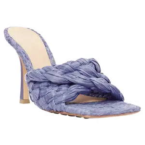 Pre-owned Bottega Veneta Women's Bottega Veneta purple raffia mules by Rebag