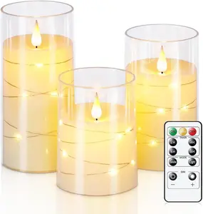 Unbreakable Plexiglass LED Flickering Flameless Candle – Battery-Operated Clear Pillar with Remote & Timer