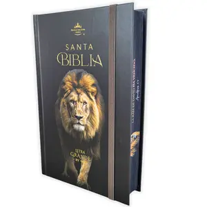 Reina-Valera 1960 Santa Biblia Letra Grande 12 puntos RV1960, Hard Cover with Elastic Band, León de Judá, 32 Full-Color Pages, Red Words of Jesus, Red Cross-References, 120-page Concordance