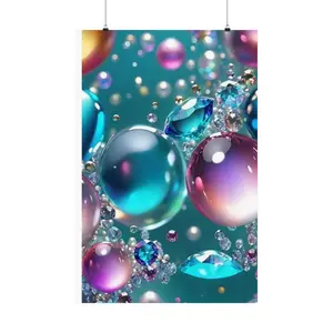 Pink and Teal Water Bubbles Poster