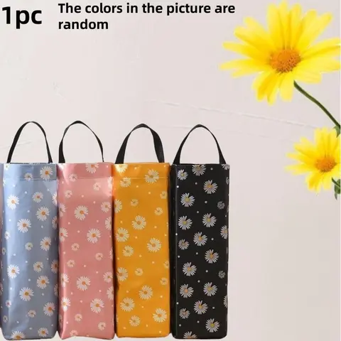 Random Color Daisy Pattern Hanging Garbage Bag Storage Bag, 1 Count Space Saving Garbage Bag Container for Home Kitchen Bathroom Office
