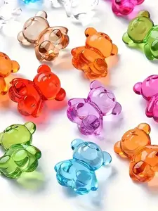 20pcs/50pcs 3DColorful Transparent Bear, Bear-Shaped Acrylic Beads, Mini Resin Bears, Random Color, Birthday, Festival Party Decorations, Micro Landscape Decorations, Birthday, Home Decor
