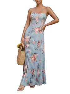 Women's Floral Vacation Wrap Dress, Sleeveless A-Line Long Dress, Folded Hem Design, Summer Fashion, Casual Wear