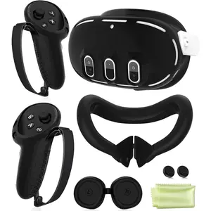 Cover Set Compatible with  Oculus/Quest 3, VR Accessories Protective Cover Includes Controller Grips, Front Shell Headset Cover and  Cover, Not Fit Quest 3S (Black)