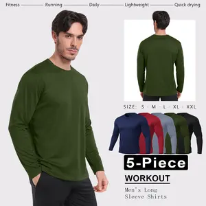 5pcs Valentine's Day Gifts for Men: Quick-drying Sports Tops, Breathable, Moisture-wicking, Quick-drying, Sun-protective Long-sleeved T-shirts, Perfect for Fitness, Running, and Beach Surfing Gym Sweatwear