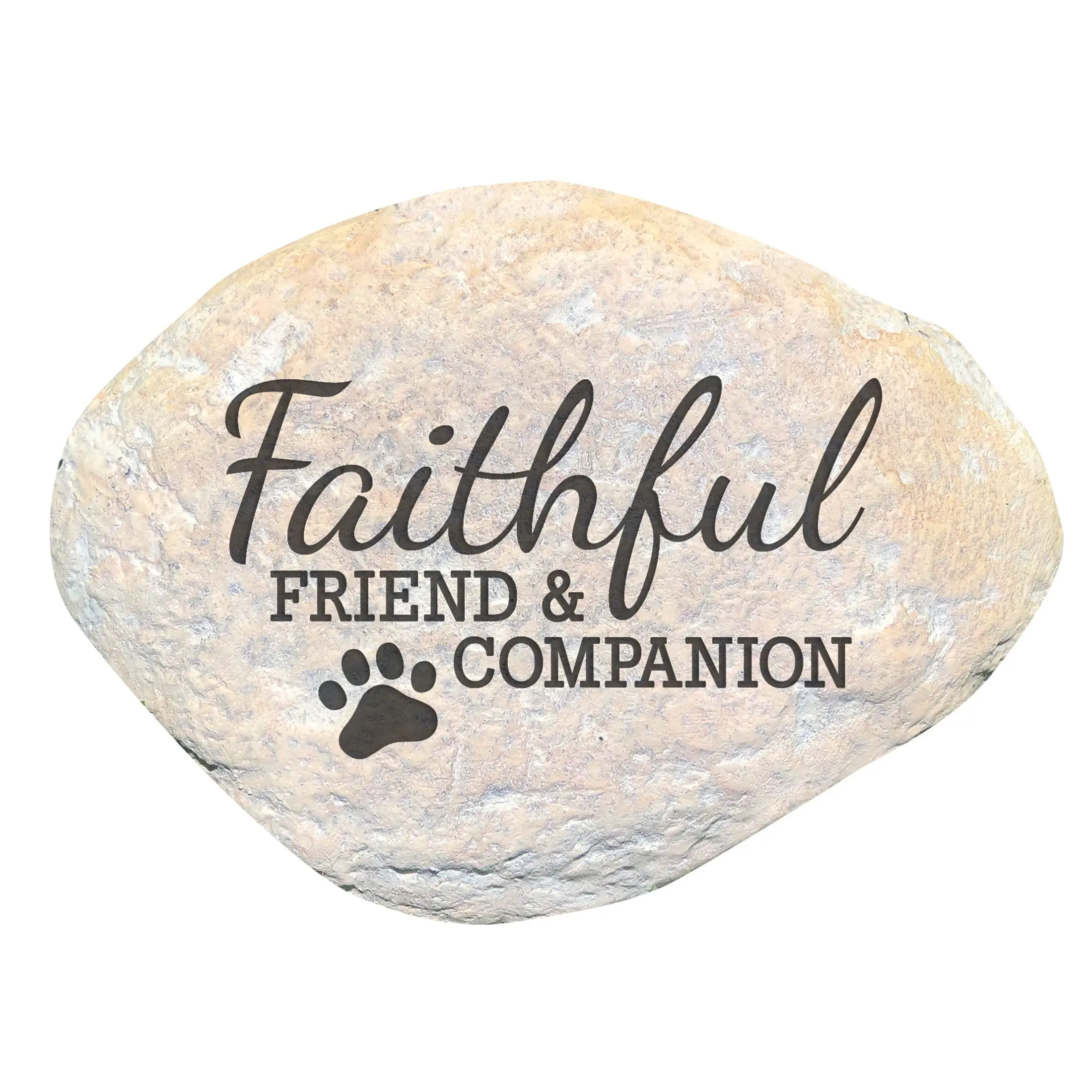 Faithful Friend & Companion Pet Memorial Stone, Grave Marker With Paw Print