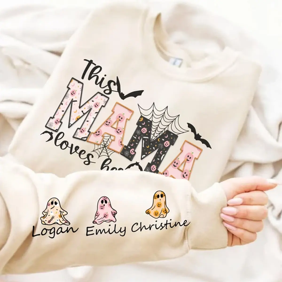 This Mama Loves Her Boos Sweatshirt, Custom Halloween Spooky Hoodie - Let Inbox Shop Your Name