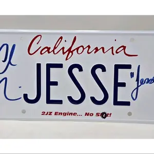 JESSE License Plate Autographed by Chad Lindberg Fast & Furious Fan Collectible California Style Metal Novelty Plate with Iconic Quote "2JZ Engine No Sh*t"