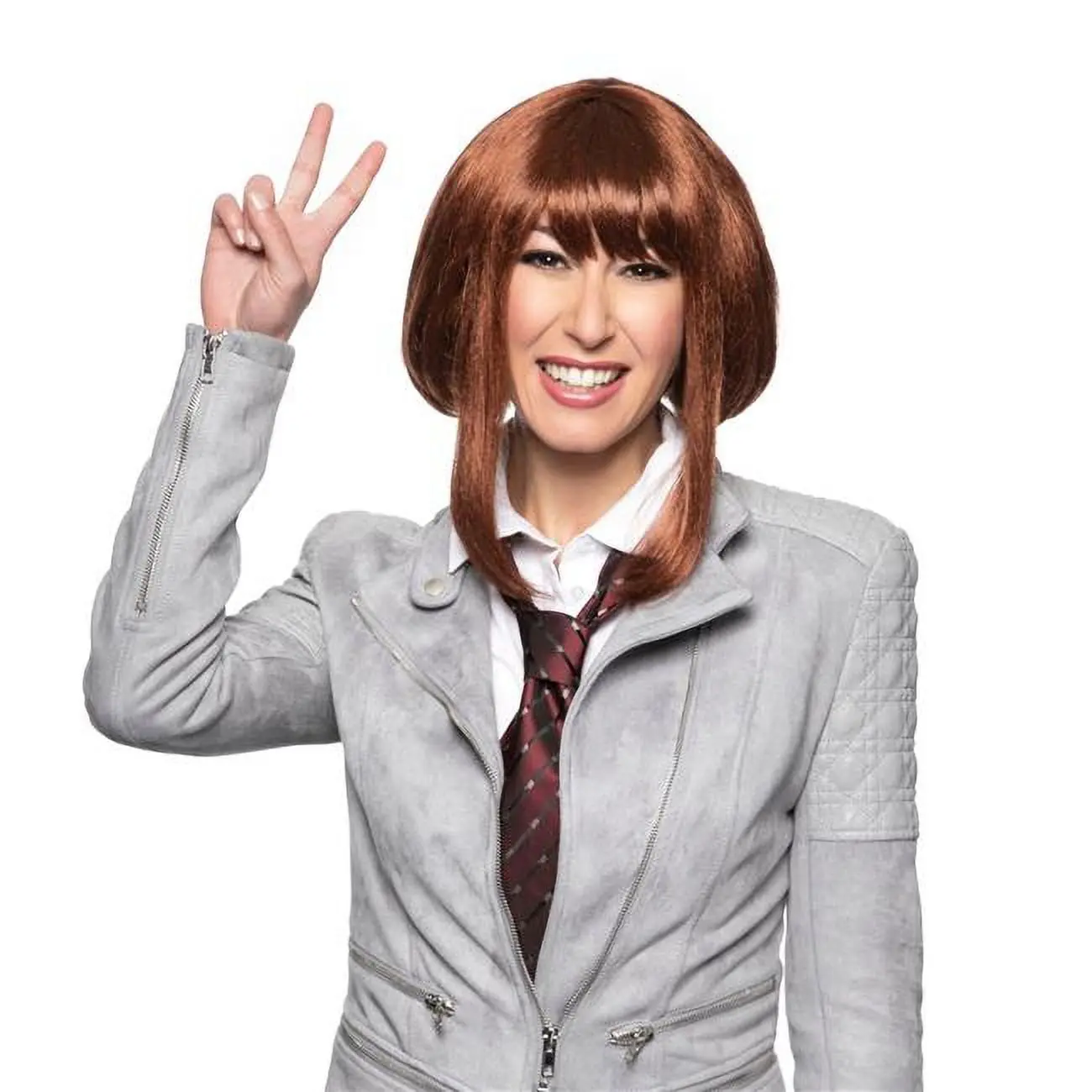 212 MAIN Average Fit Synthetic Fiber Bob Cut Wig - My Hero Academia Ochako Uraraka Enigma Character Cosplay Costume Accessory, Fit Wig