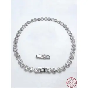 Stylish Elegant Tennis Chain Necklace, Sparkling Rhinestone Adjustable Choker, Fashion Jewelry for Parties and Daily Wear, Daily Clothing Decor, Trendy All-match & Exquisite Jewelry for Birthday Gifts