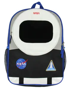 NASA Astronaut 16" Backpack Space Shuttle Helmet Suit Meatball Logo Patches Kids  Travel School Book Bag