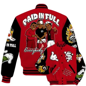 Varsity Jacket To Match Bred Velvet 11s - Funny Everybody Paid In Full Graphic All Over Print Baseball Jacket, Stylish Unisex Streetwear Outerwear, Anime-Inspired Baseball Jacket �C Cool Otaku Streetwear, Hiphop Varsity Jacket, Gift for Friends