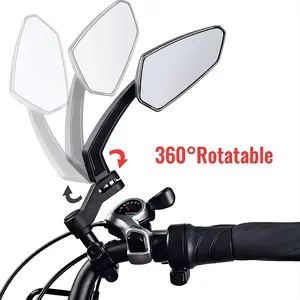 1 Pair Bike Mirror Handlebar [Left + Right], HD Glass Bicycle Mirror, 360° Rotatable Adjustable Shockproof Rearview Mirror, for E-Bike Mountain Bike Road Bike Electric Scooter