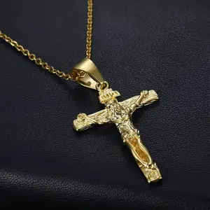 Unisex Long-Lasting Stainless Steel Cross Charm Necklace, Golden-Silvery Dual-Color Religious Pendant with Stainless Steel Chain for Christian Individuals,summerwins