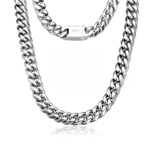 Hip Hop Cuban Link Curb Chain Necklace - Solid 925 Sterling Silver, Durable, Hypoallergenic, And Nickel-Free Jewelry For Men And Women - Ideal For Everyday Wear, Gift Giving, And Special Occasions