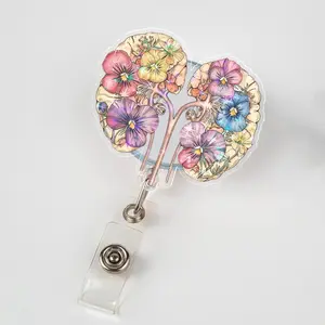 Floral Kidney Badge Reel, Dialysis Badge Clip, Dialysis Nurse Gift, Dialysis Tech Badge Reel