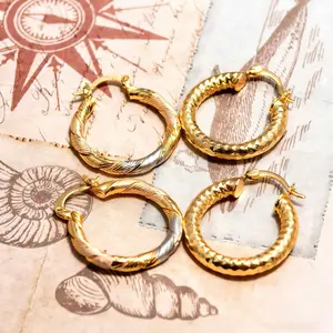 Hypoallergenic 18K Real Gold Plated Hoop Earrings Set Waterproof Long Lasting Color Retention for Everyday Wear