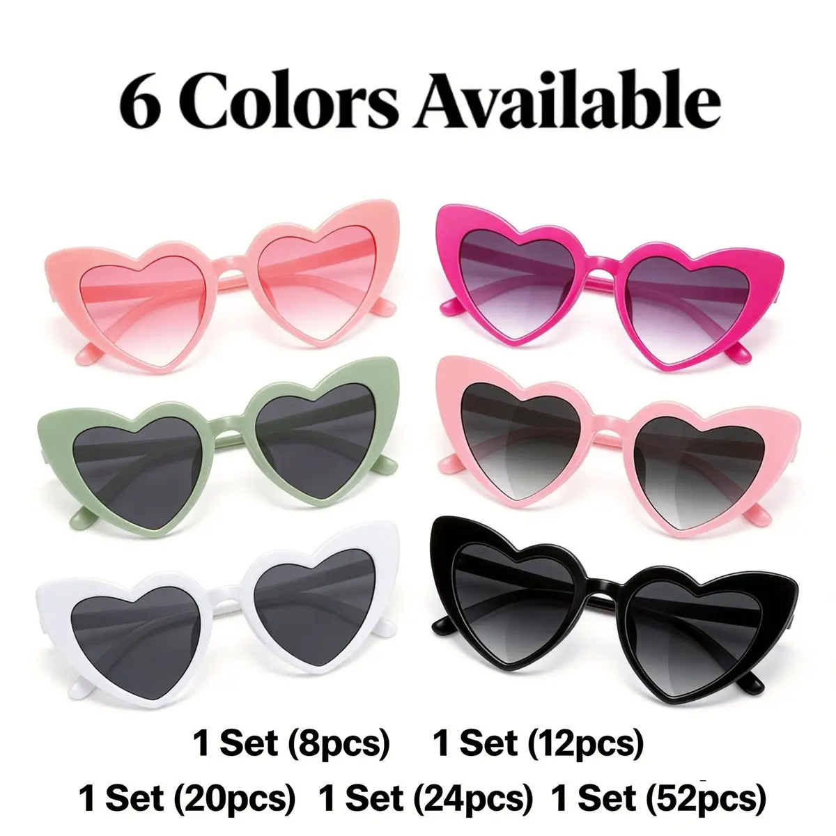 8/12/20/24/52pcs Women's Retro Heart Party Glasses, Perfect for Wedding, Birthday, Valentine's Day, Holiday Parties, Festival Party Supplies, Fashion Accessories, Party Props, Party Photo Prop, Theme Party Supplies