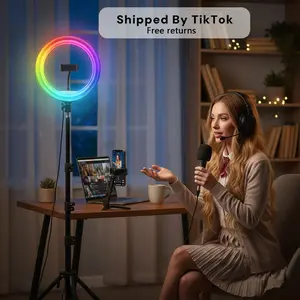 10-inch Ring Lights with Tripod Stand - 63" Extendable, 3 Modes & RGB Colors, Remote Control for Studio-Quality TikTok, YouTube Videos and Live Streaming#Mother's Day Gift