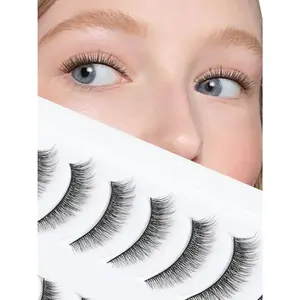 Natural Lashes 7MM Extra Short Eyelashes Natural Cat Eye Lashes 10 Pair False Eyelashes Wispy Eye Lashes Pack C Curl Strip Lashes 3D Volume Short Lashes Eyelashes