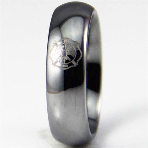 Silver Tungsten Slim Firefighter's Ring