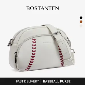 Bostanten Women's Small Vegan Leather Baseball Crossbody Bag - Adjustable Strap, Crossbody Backpack, Bags for Women, Mom Stuff, Mothers Day Gifts Ideas for Sports Moms (Summervibes)