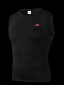 Men's Short Sleeve Sporty Top, Quick-Dry Breathable Fabric, Egyptian Pattern, Ideal for Gym, Running, Boxing, Outdoor Activities
