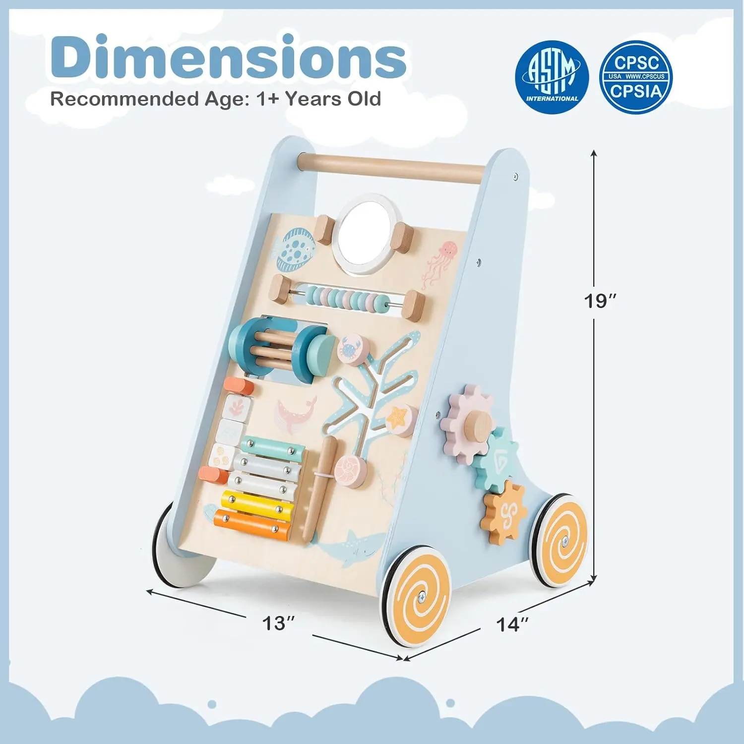 Baby Blue w/ Rolling Drum,Xylophone &Tracking Game