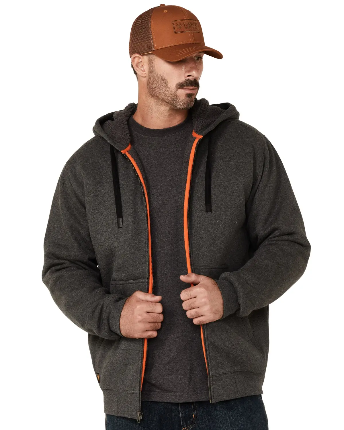 Hawx Men's Men'S Charcoal Sherpa-Lined Zip-Front Hooded Work Jacket - Charcoal